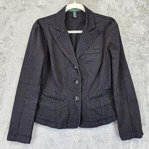 Lauren Jeans Co Ralph Lauren Denim Blazer Womens Small Fitted Button Up Jacket